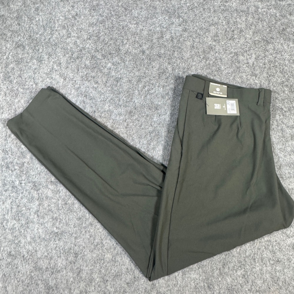 Apana Mens Standard Fit Stretch Performance Pants Olive Green 38x32 NEW